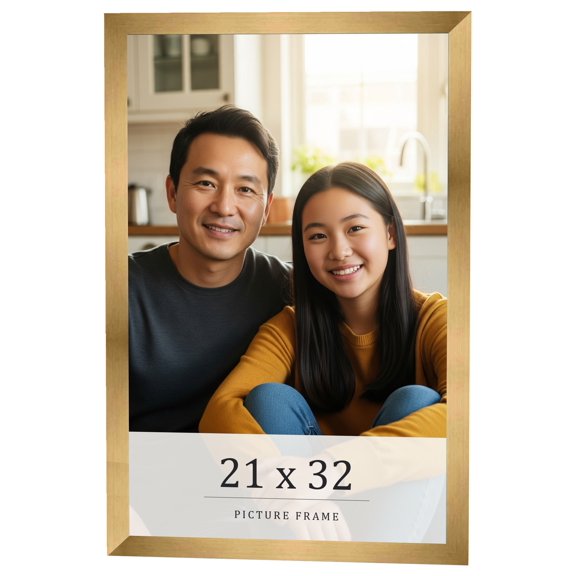21x32 Frame Gold Bronze Solid Wood Picture Frame Width 0.75 Inches | Interior Frame Depth 0.5