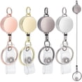 thumbnail image 2 of 4 Pack Heavy Duty Badge Reels Metal Retractable Badge Holder with Carabiner Belt Clip Key Ring for ID Card Holder Keychain Car Key Nurse Teacher Student Extendable Name Tag for Name, 2 of 5