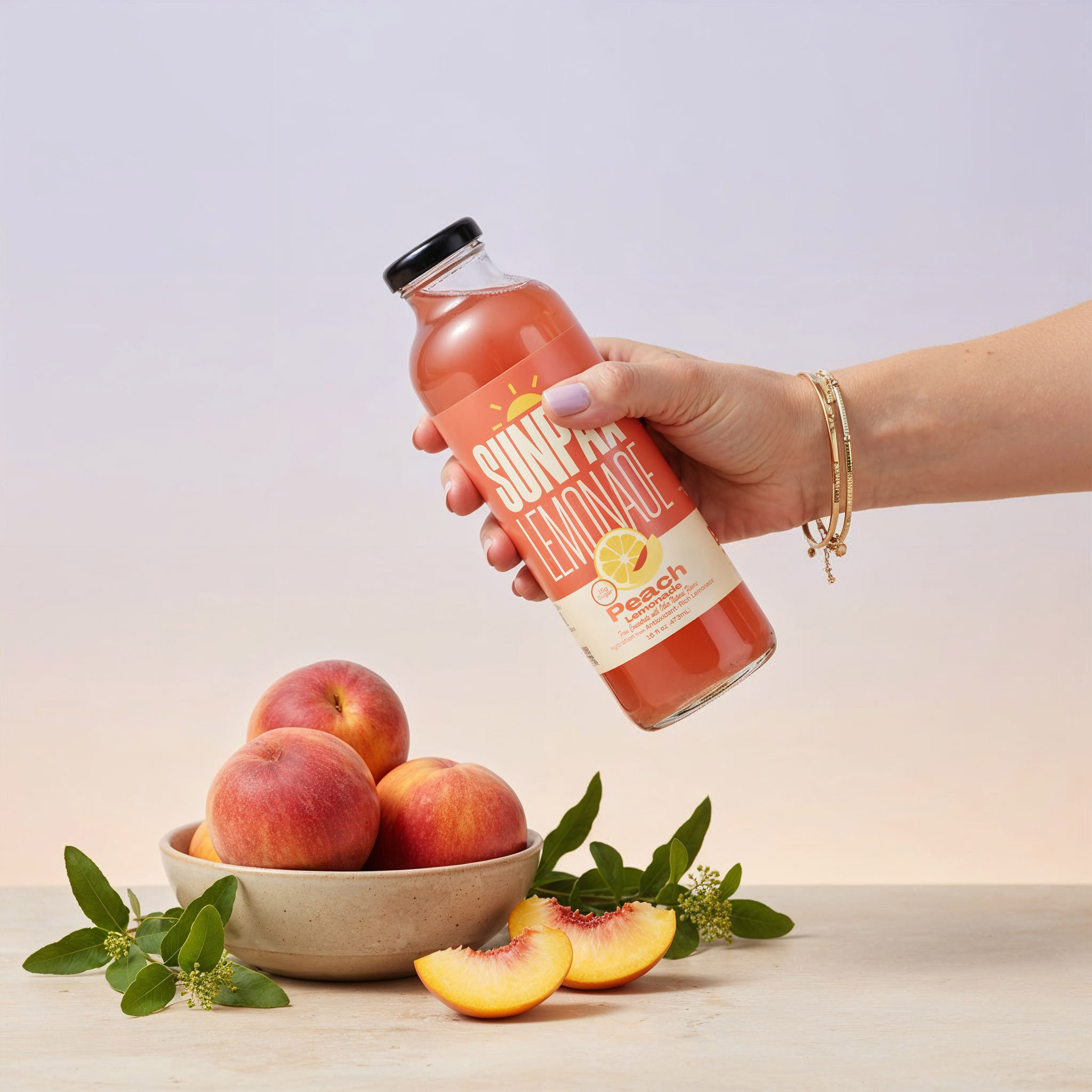 Sunpax Non GMO, All Natural Juice, Peach Lemonade, 16 fl oz