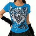 thumbnail image 2 of Tiweut 2000s Grunge T Shirts for Teen Girls Women Vintage Graphic Y2k Short Sleeve Goth Tee Emo Clothes Streetwear,Blue, 2 of 7