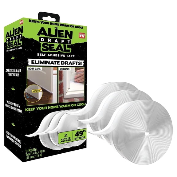 Alien Seal Draft Seal Window Door Seal Strip Transparent Windproof Sealing Tape Self Adhesive Draft Seal Tape 3 Rolls