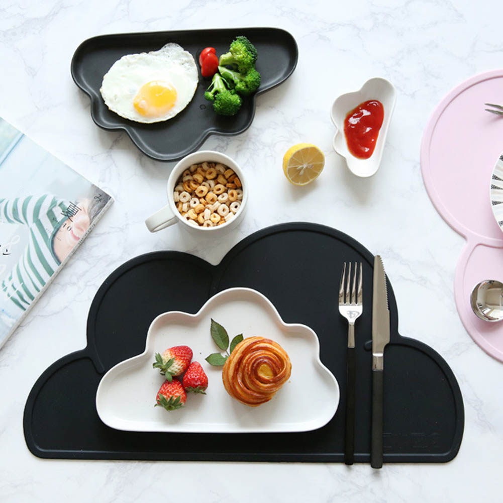 Cheer.US Kids Placemat, Silicone Cloud Shape Placemat Non Slip Placemat