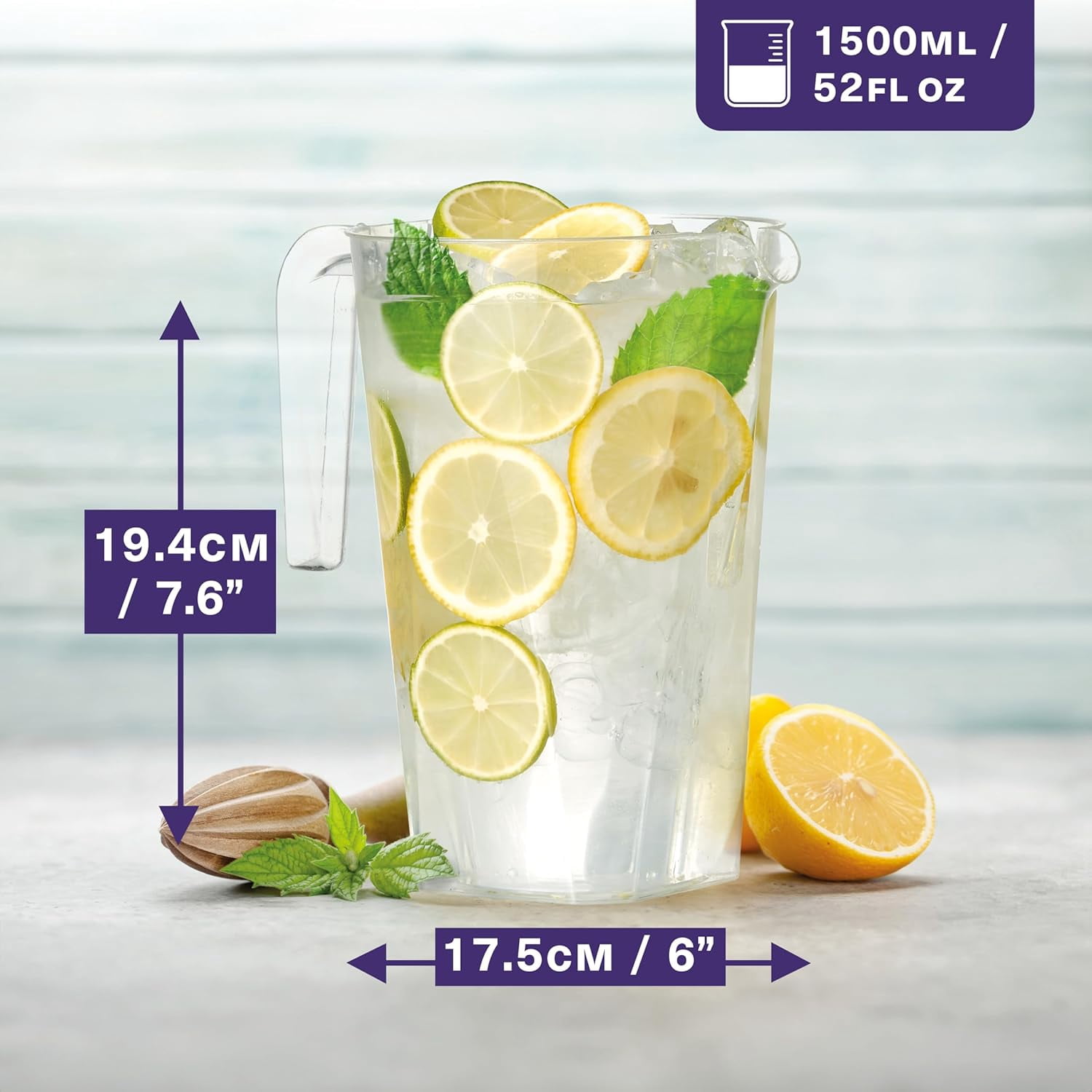 Matana 52 oz Acrylic Plastic with Handle BPA-Free Pitchers