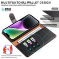 thumbnail image 4 of (Negro) Funda de cuero magnética para iPhone 14 ProMax, funda de TPU a prueba de golpes, funda tipo billetera de cuero PU, ranura para tarjetas, cierre magnético, 4 of 4