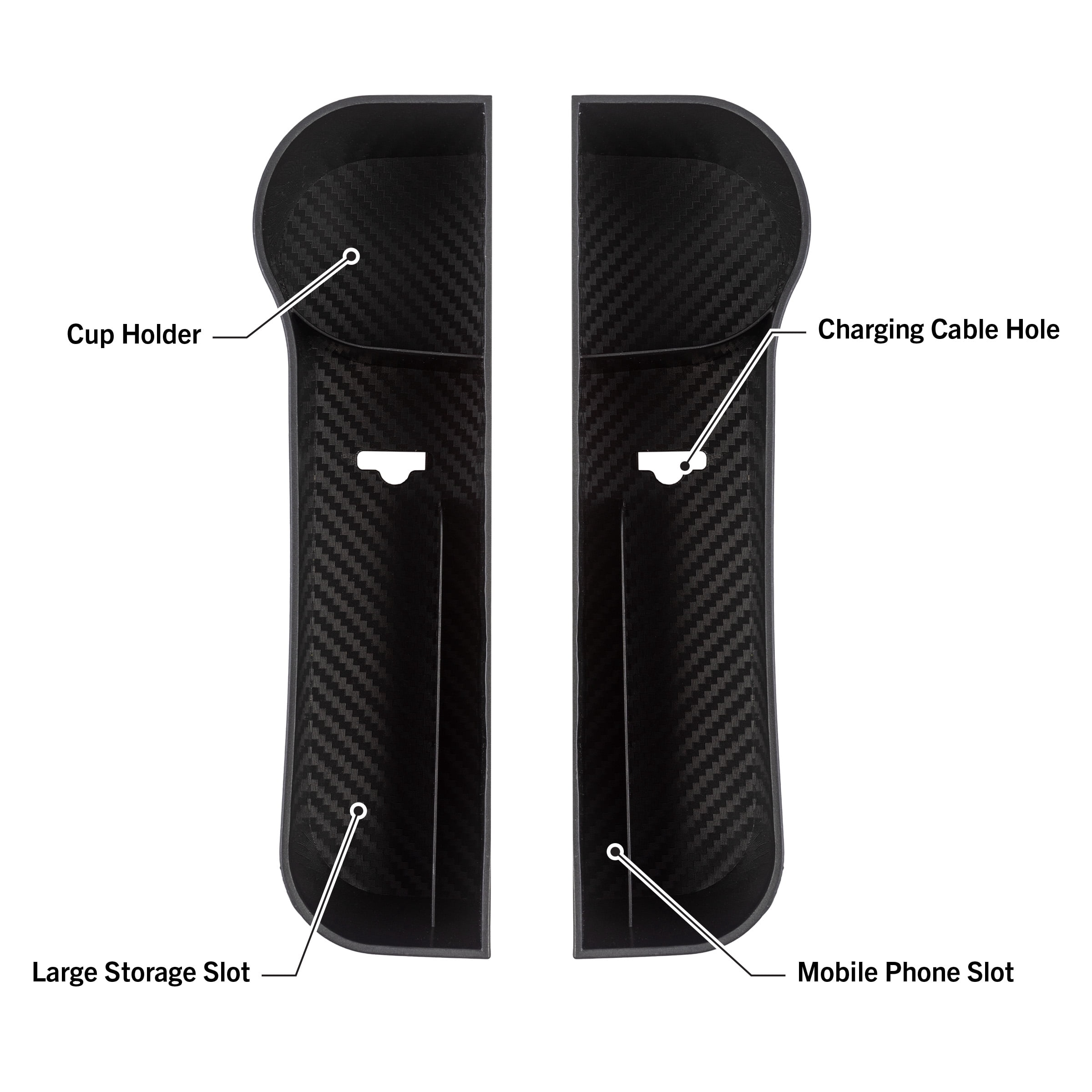 Stalwart Car Seat Gap Filler 2-Pack - Front Seat Organizer Set with Built-in Cupholder, Phone Slot, and Charging Cable Opening, Car Accessories