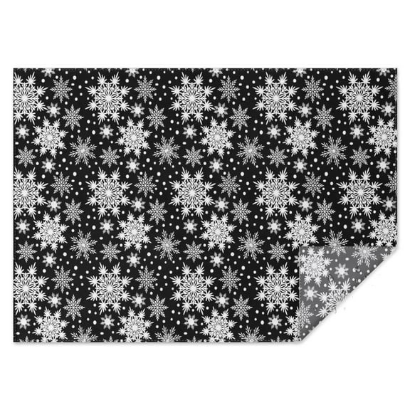 Black Christmas Snowflake Pattern Rectangle Tablecloth 60"x84",Waterproof Polyester Rectangle Table Cloth, Wipeable Spillproof Polyester Tablecloth for Dining, Camping, Indoor and Outdoor