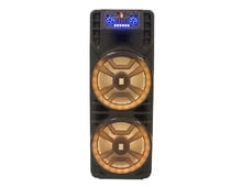 MR DJ NEWYORK 2.0 Dual 12" Rechargeable Portable Bluetooth Karaoke Speaker Party Flame Lights with 2 Wireless Microphone TWS USB FM Radio