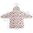thumbnail image 7 of Red Strawberry Plants Leaf White Pattern Blanket Hoodies for Kids 6-13YR Oversize Wearable Blanket Hoodies for Boys Girls Teens, 7 of 7