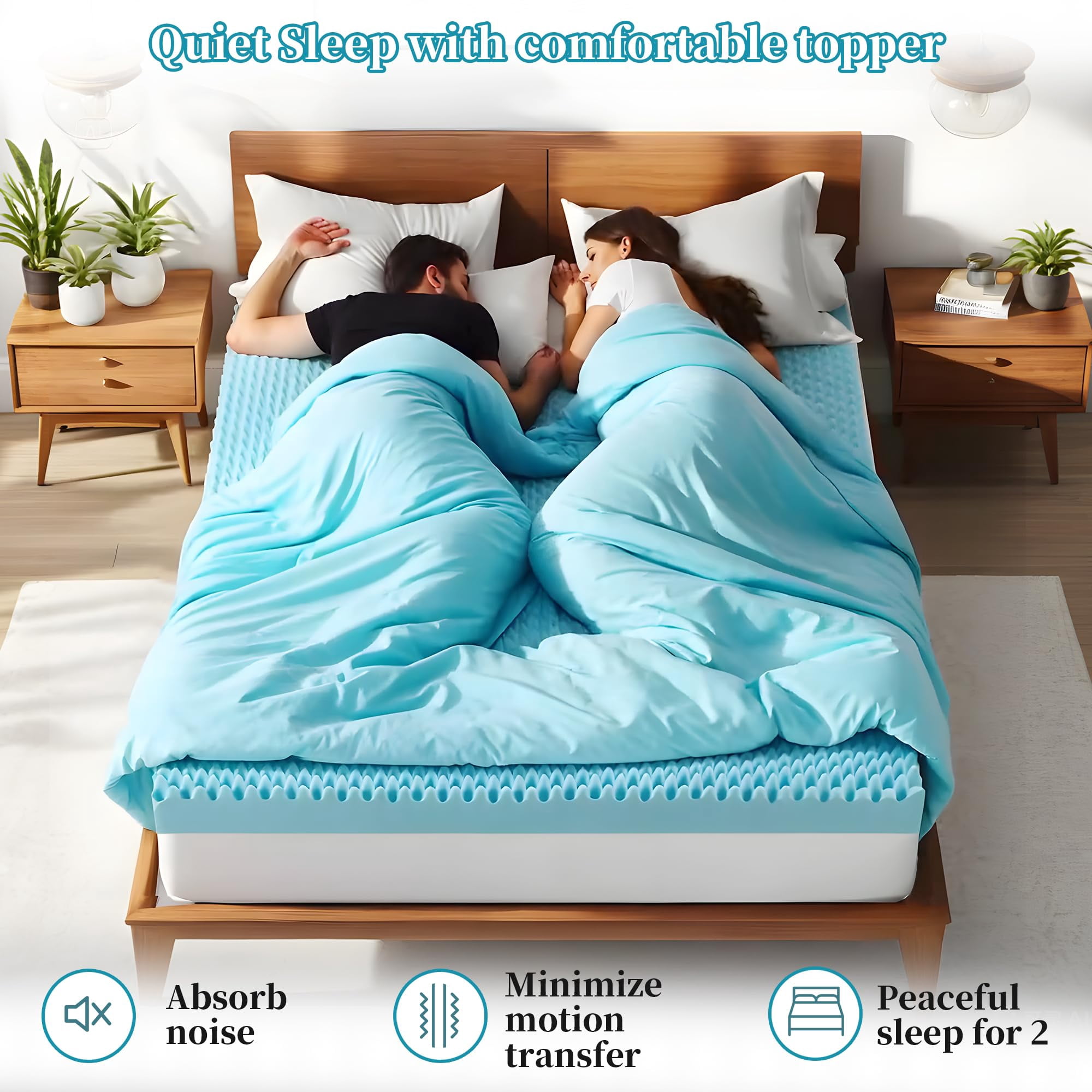 3 Inch Mattress Topper, Full Size Memory Foam Mattress Topper with Cooling Gel Egg Crate Mattresses Top, Plush Feel, Breathable, Pressure Relief for Bedroom