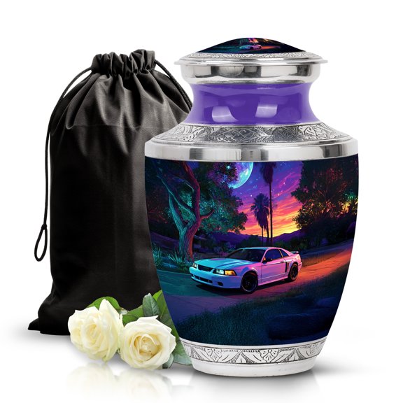 SABURIAL Car Urn - Ash Urns For Men & Female - 10 Inch - Large With Velvet Bag - Cremation Human Ashes - Large Decorative Urns - Funeral Urn For Mom & Dad
