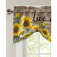 thumbnail image 3 of Tie Up Valance Curtain for Kitchen, Farm Country Yellow Sunflowers Rod Pocket Short Curtains Adjustable Tie-Up Shade Valances, Quotes on Wood Grain Window Treatment for Bathroom Living Room Bedroom, 3 of 7