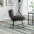 thumbnail image 4 of 25.2'' W Nursery Rocking Chair, Faux Fur Plush Upholstered Baby Nursing Chair with Metal Rocker, Comfy Mid Century Modern Glider Chair for Living Room Bedroom, Gray, 4 of 7