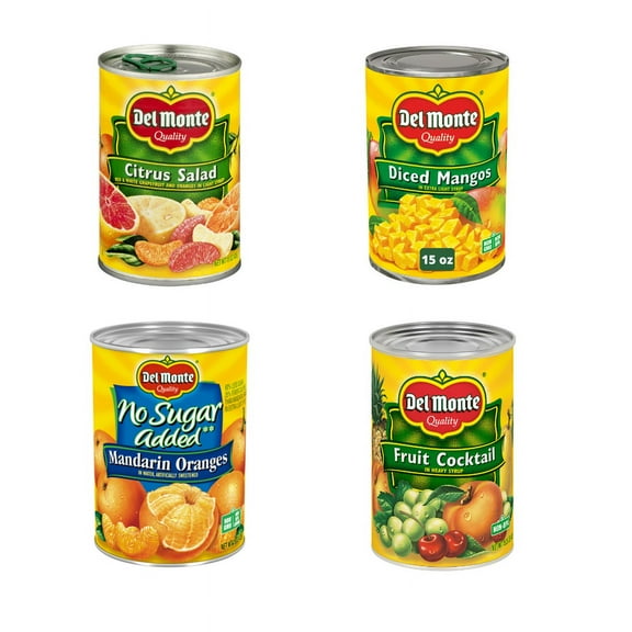Del Monte 8-Can Variety Pack of Fruit Cocktail – 100% Juice, 15 oz Cans – A Naturally Sweet, Healthy Treat