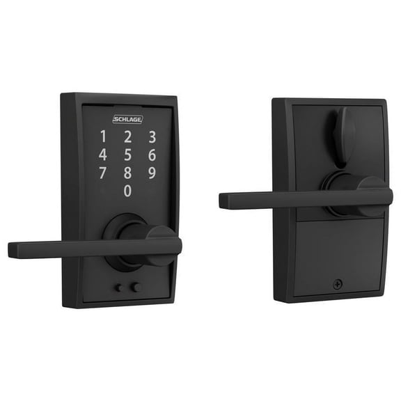 Schlage Touch Century Lock with Latitude Lever (Matte Black) FE695 CEN 622 LAT