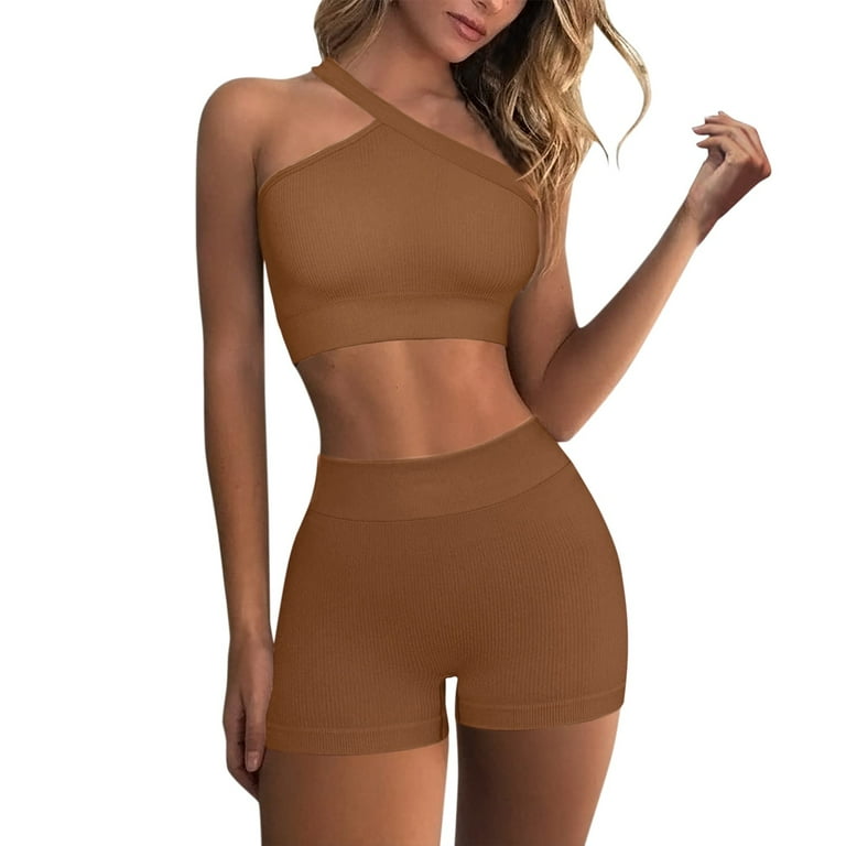 YESDOO Women's Ribbed Seamless Workout Set - High Waist Yoga Shorts & Tank Top, Gym Outfit
