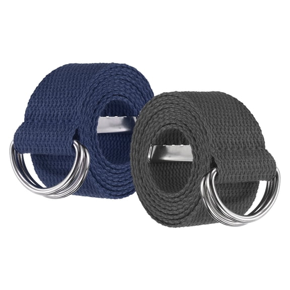 Uxcell Web Football Belt, Men Canvas Belt Web Flag Football D Ring, Adjustable Soccer Replacement Strap 51 Inch & 2 Pcs & Canvas & Gray/Sapphire Blue