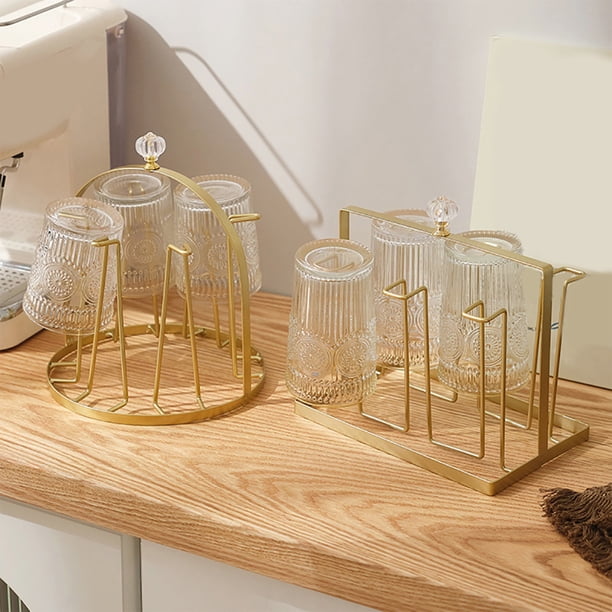 Soporte Metálico para Tazas y Vasos de Cerveza Estante Sumergible para 6 Tazas, Dorado MNFD