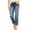 Blue, variant on Aueoeo Low Rise Jeans for Women Ripped Trendy Stretch Straight Wide Leg Pants Denim Fashion Cuffed Button Up Fashion Trousers