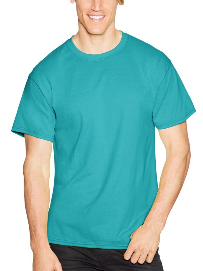 Hanes Comfortblend Short Sleeve 50/50 Crewneck T-Shirt, Teal, Large ...