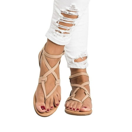 

Danhjin Women s Gladiator Flat Sandals Roman Braided Strappy Flip Flops Fisherman Cross Strap Thong Summer Shoes