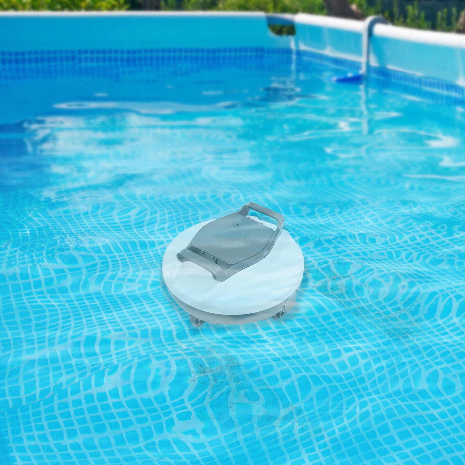 Cordless Pool Cleaner - Powerful Dual Copper Motor, 90 Min Runtime, IPX8 Waterproof for Pools up to 80㎡ (Grey/White, 40W, US Plug)