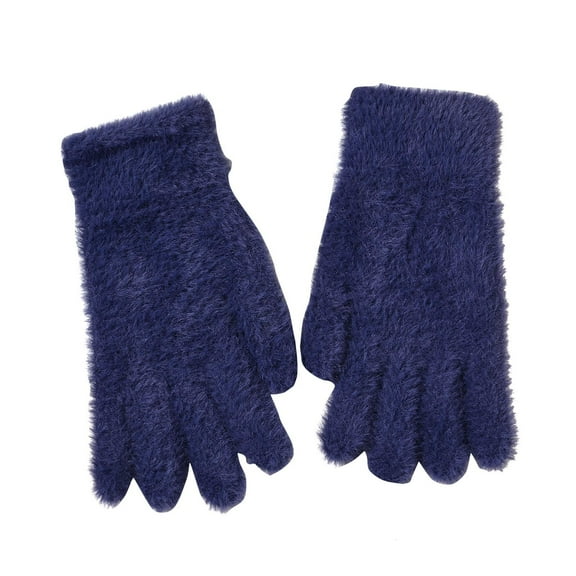 PMVFHDE Couples Winter Riding Windproof Knitted Gloves, Unisex Thick Warm Touchscreen Cold Weather Handwear Navy,One Size