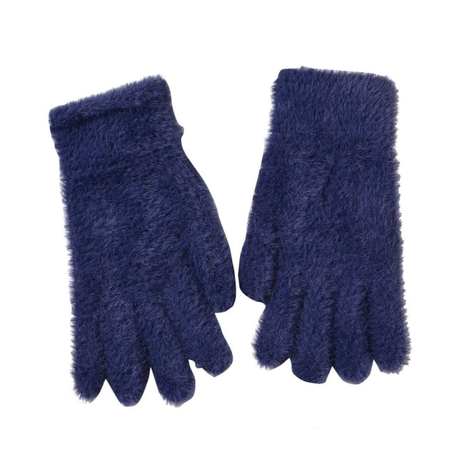PMVFHDE Winter Gloves Couples Cycling Windproof Wool Warm Thick Solid Color Screen Cold Knit