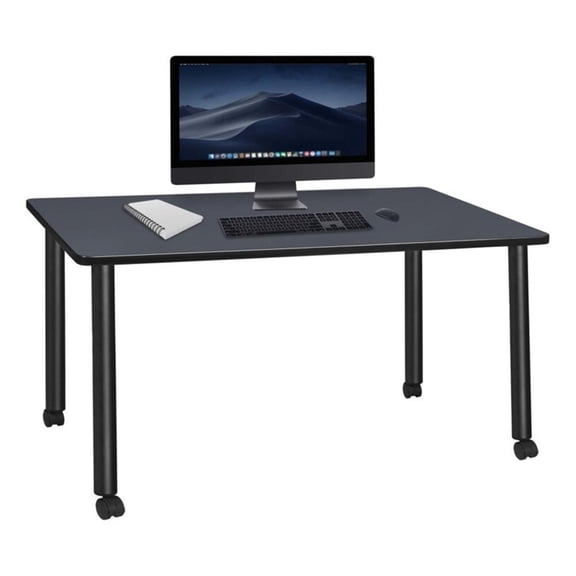 Regency Kee 66 x 24" Mobile Desk- Grey Top/Black Legs