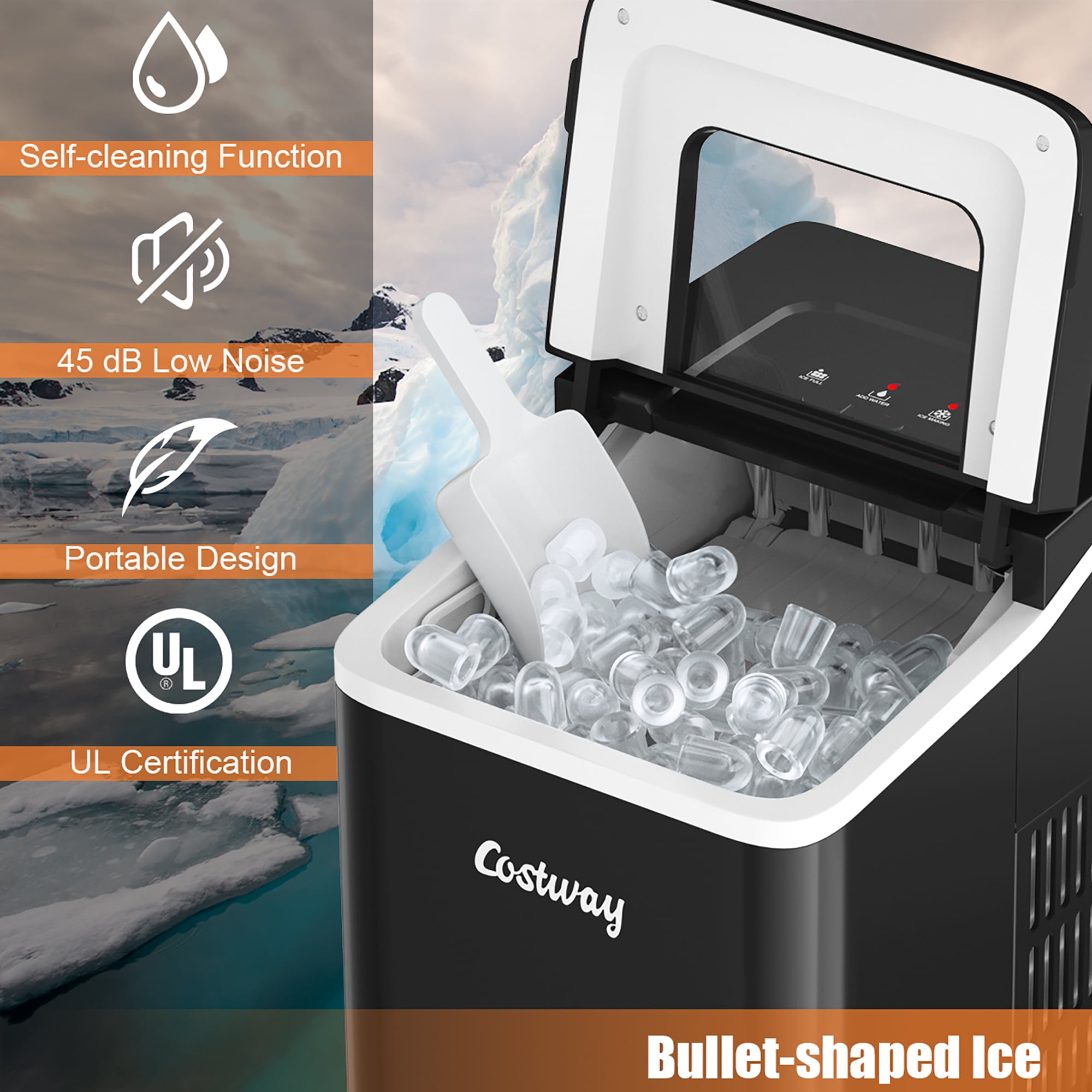 Costway Portable Ice Maker Machine Countertop 26LBS/24H LCD Display w/ -  14.5''x10''x12''(LxWxH) - Bed Bath & Beyond - 32092143