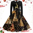 thumbnail image 1 of Vestido de Navidad de manga larga para mujer, traje de Swing, Pinup, Vintage, estampado gótico, Rockabilly, Navidad, Año Nuevo, invierno, 2023, 1 of 5