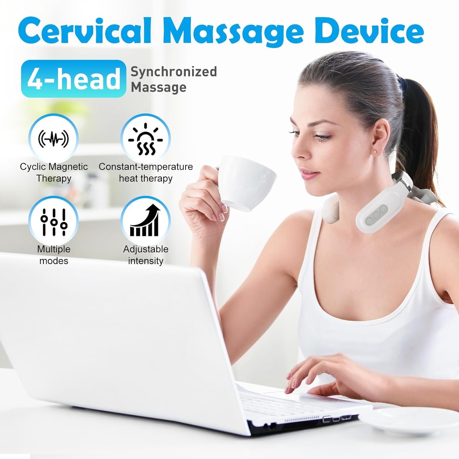 Electric Neck Massager,Portable Massager,with 6 Vibration Modes & 15 Intensity Levels,with Heat & Vibration Modes for Women Men Gifts