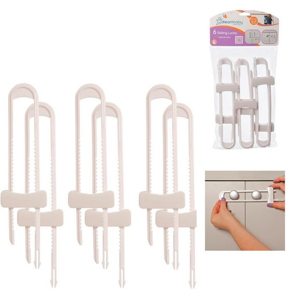6 Dreambaby Sliding Locks Adjustable Baby Safety Proofing Cabinet Locks Drawers