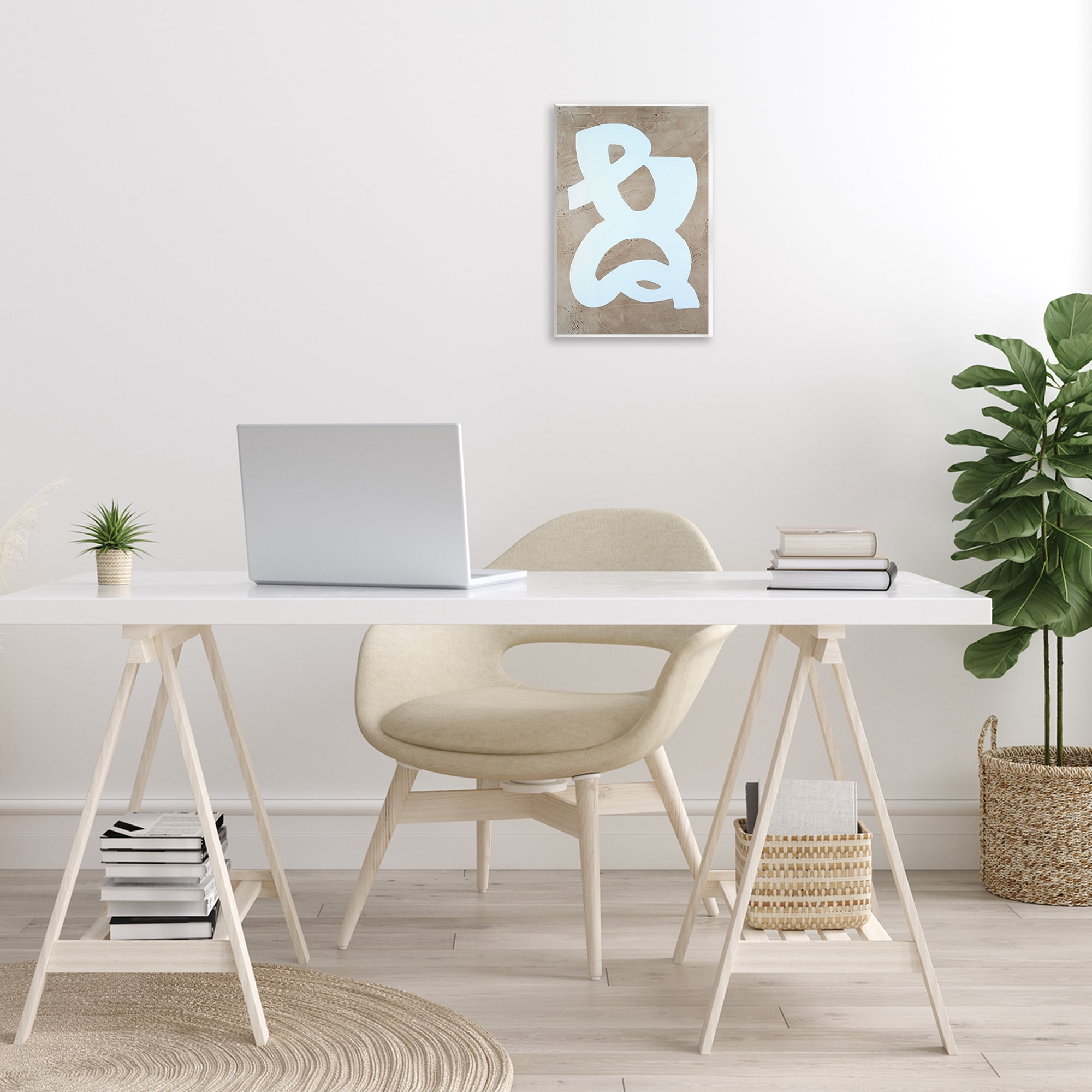 Stupell Industries Curving Form over Beige Abstract Painting Unframed Art Print Wall Art, 10 x 15