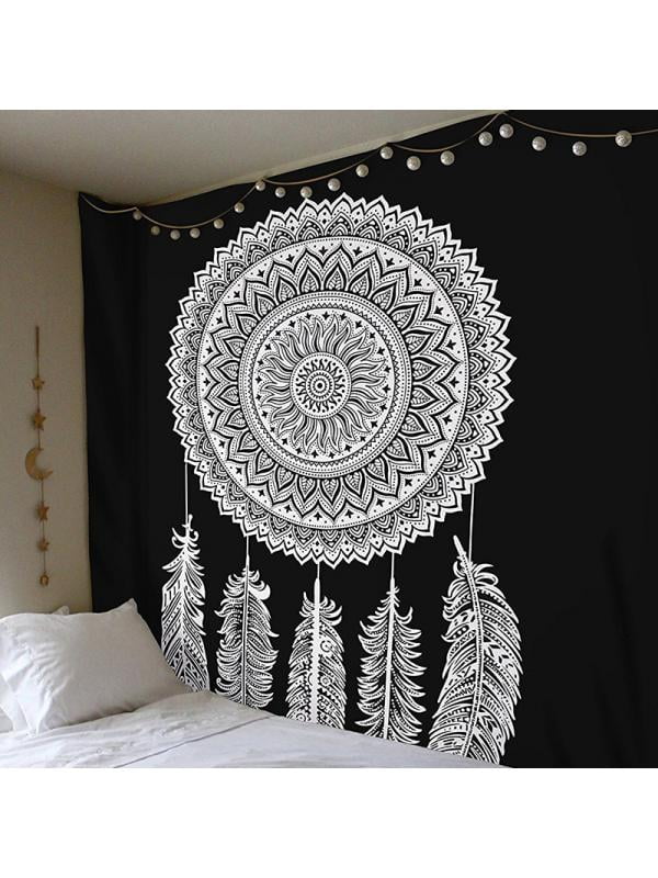 Peacock Mandala print cotton double bedspread wall hanging hippy Indian ethnic 