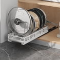 thumbnail image 1 of 7 Divider Pot Pan Organizer Pull Out Sliding, Adjustable Carbon Steel Rack with Lid Holder, Easy Install for Kitchen Cabinet Pantry Countertop, White, 1 of 8