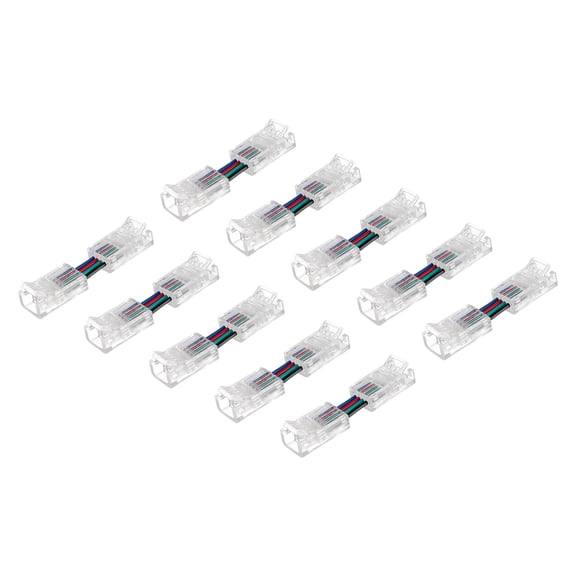 Uxcell 4Pin RGB LED Strip Connectors, 8mm Solderless Adapter for 5050 4 Conductor RGB LED Strips H Shape, 10Pack