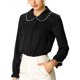 thumbnail image 1 of Camisas de trabajo con cuello Peter Pan y volantes para mujeres Inspire Chic, botón hacia arriba, talla XL, color negro, 1 of 8