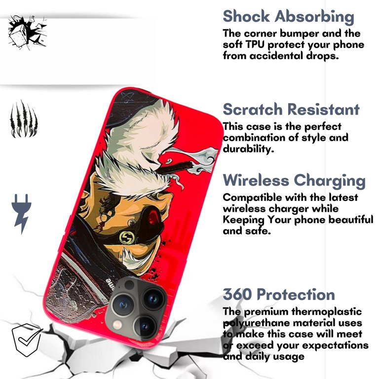 Quangy for Apple iPhone Quirky Anime Aesthetic Design Best Rugged Shockproof with 360 ProtectionWireless Charging Compatible, Size: for I13, Red