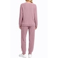 thumbnail image 5 of UVN Two Piece Sets for Women Casual Outfits Sets Textured Long Sleeve Shirts and Long Pants Lounge Set Fall Pajama Sets with Pockets, 5 of 9