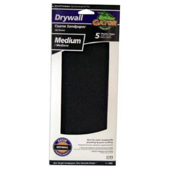 Gator Grit 4486 Drywall Paper, Medium Grit, 4-3/8 x 11-In., 5-Pk. - Quantity 10