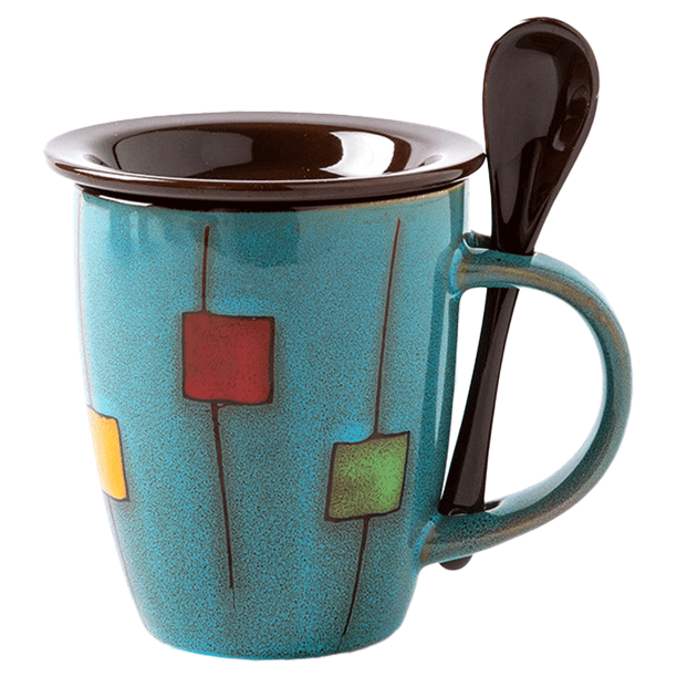 350ml Coffee Mug Set With Saucers and Spoons in Handle, Microwave and