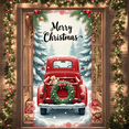 thumbnail image 6 of Christmas Truck Banner with Red Plaid Decorative Wreath for Holiday Party Decoration Outdoor Festivity Winter Celebration, 6 of 9