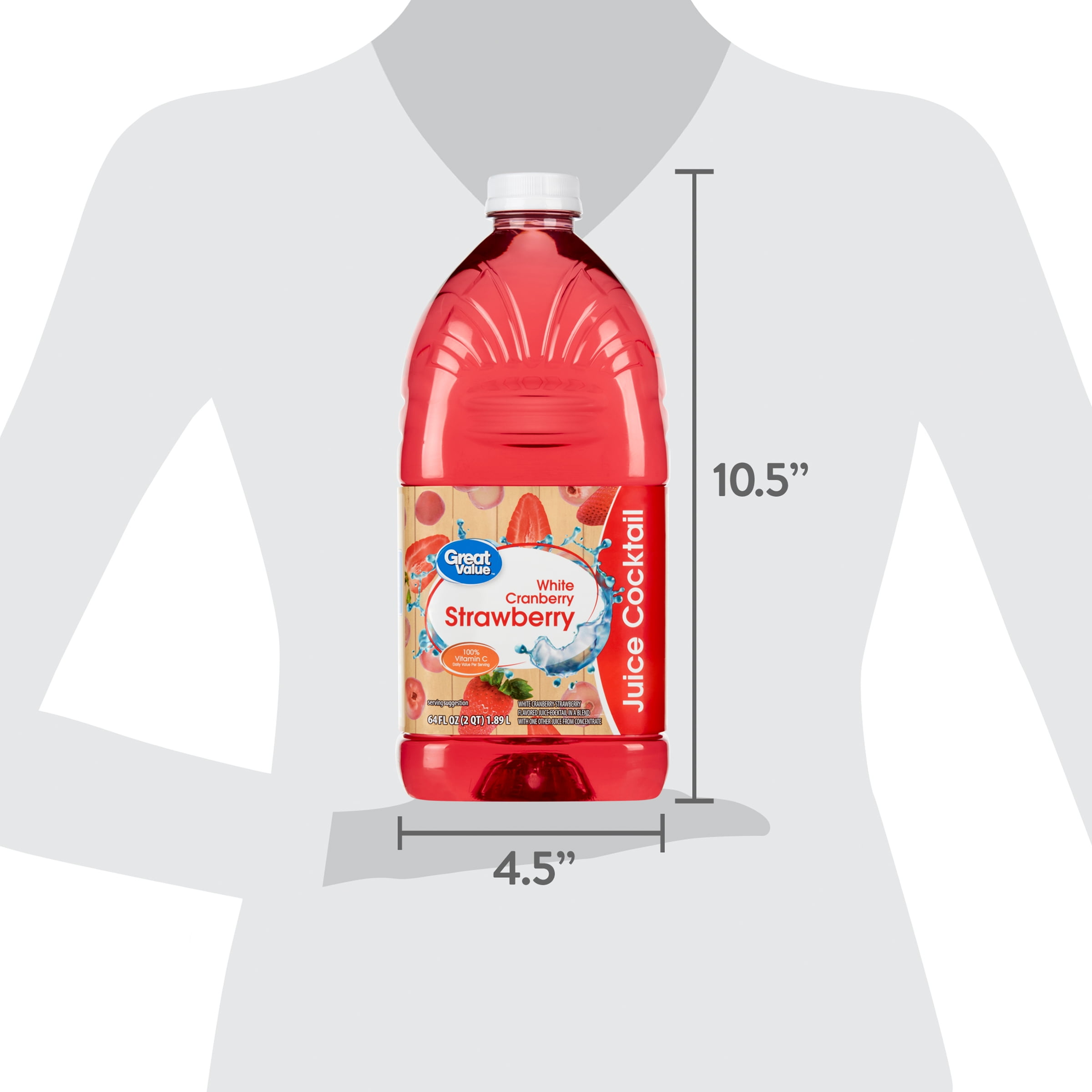 Great Value White Cranberry Strawberry Juice Cocktail, 64 fl oz