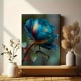 thumbnail image 6 of Blue Teal Rose with Water Drops Canvas Print, Modern Floral Painting, Home Wall Art, 6 of 8