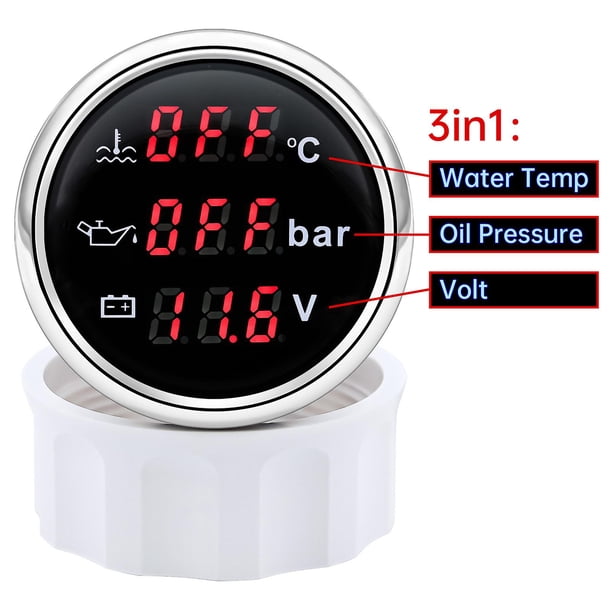 A Waterproof Multifunction Gauge 52mm 3 In 1 Gauge Tachometer Oil Pressure Fuel Level Voltage Meter Sensor With Red Led 12v/24v