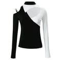 thumbnail image 5 of DYMADE Women Sexy Fashion Slim Fit Colorblock Revealing Long Sleeve Top, 5 of 6