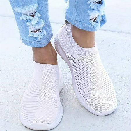 

Low Top Casual Shoes for Comfortable Leisure Wear Women s Lightweight Breathable Slip-on Knit Sneakers