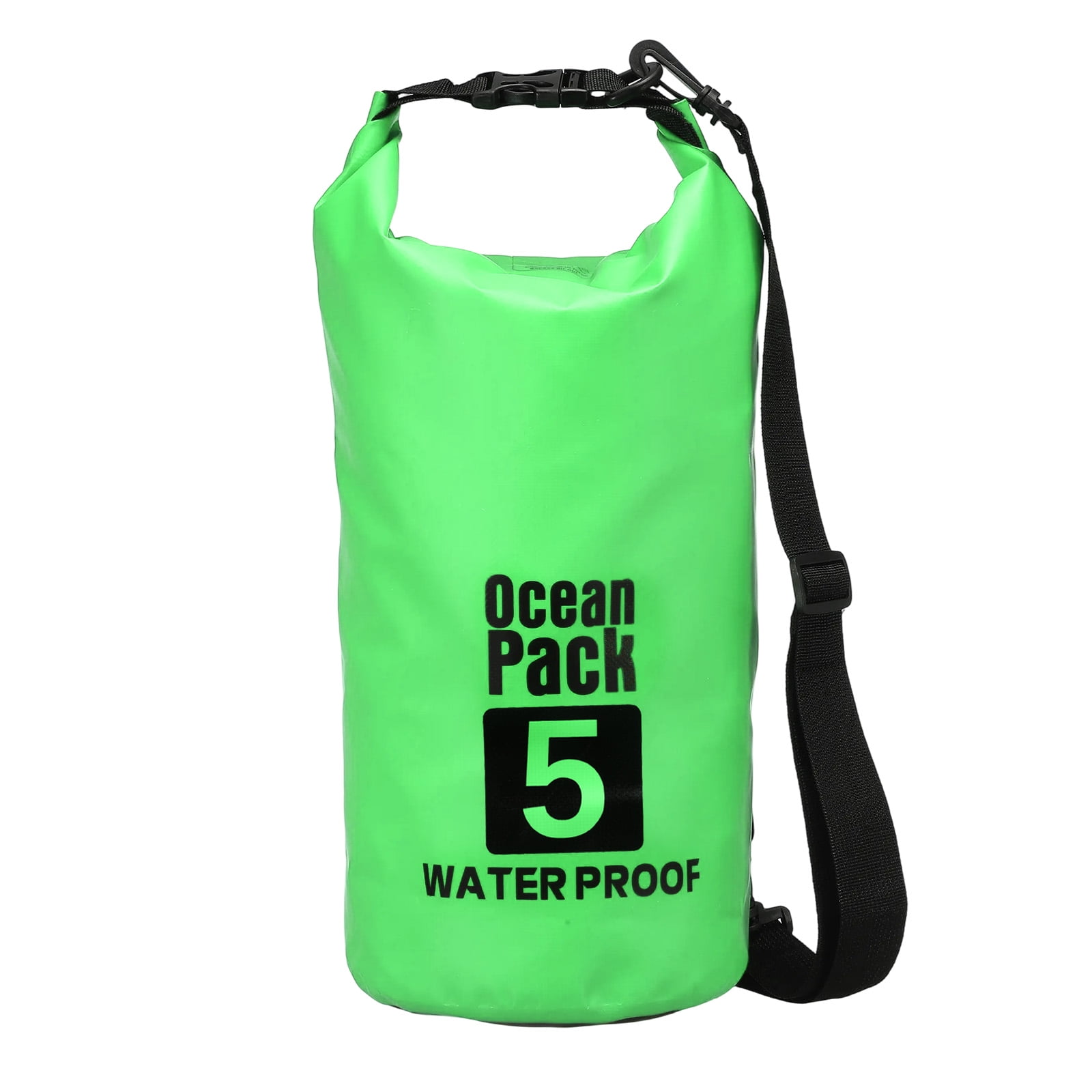 Uxcell Waterproof Dry Bag, 5L Water Proof Bags Lightweight Dry Storage Floating Backpack with Whistle (1 Pack, Green)