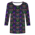 thumbnail image 4 of Penkiiy Blouse Carnaval Manches 3/4 Chemise de Printemps Quotidienne Tee Imprimé Masque Blouse Mardi Gras Col Rond 2024 Tee Tunique Habillée S Multicolore, 4 of 5