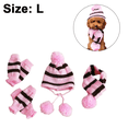 thumbnail image 2 of Apuakthei Ropa para mascotas Suéter Cachorro Perro Gato Traje de invierno cálido 6 piezas/conjunto Gorro de punto a rayas Calcetines Bufanda, 2 of 5